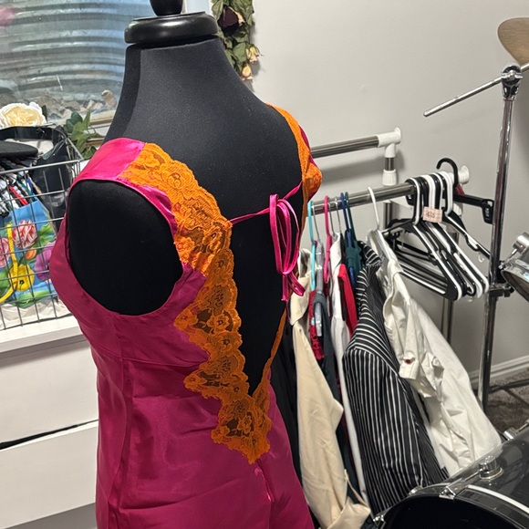 Vibrant Pink Satin Dress - Picture 2 of 6